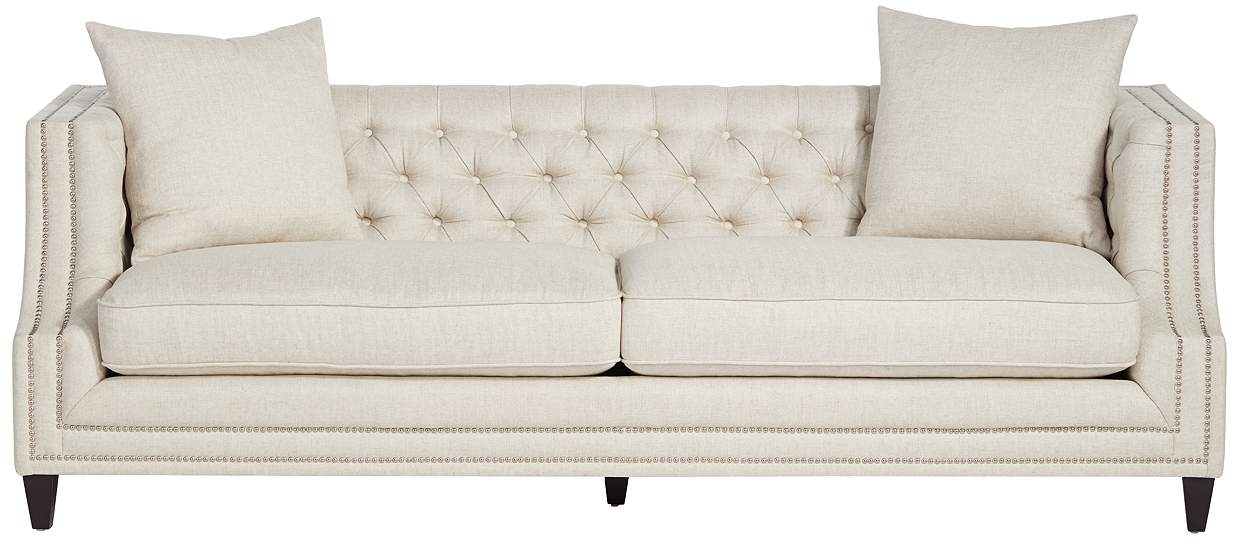 Marilyn White Linen Tufted Sofa - Image 0