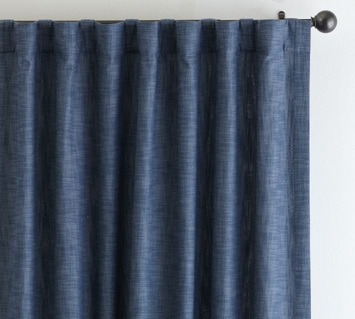 Seaton Textured Cotton Curtain, 50 x 96", Midnight - Image 4