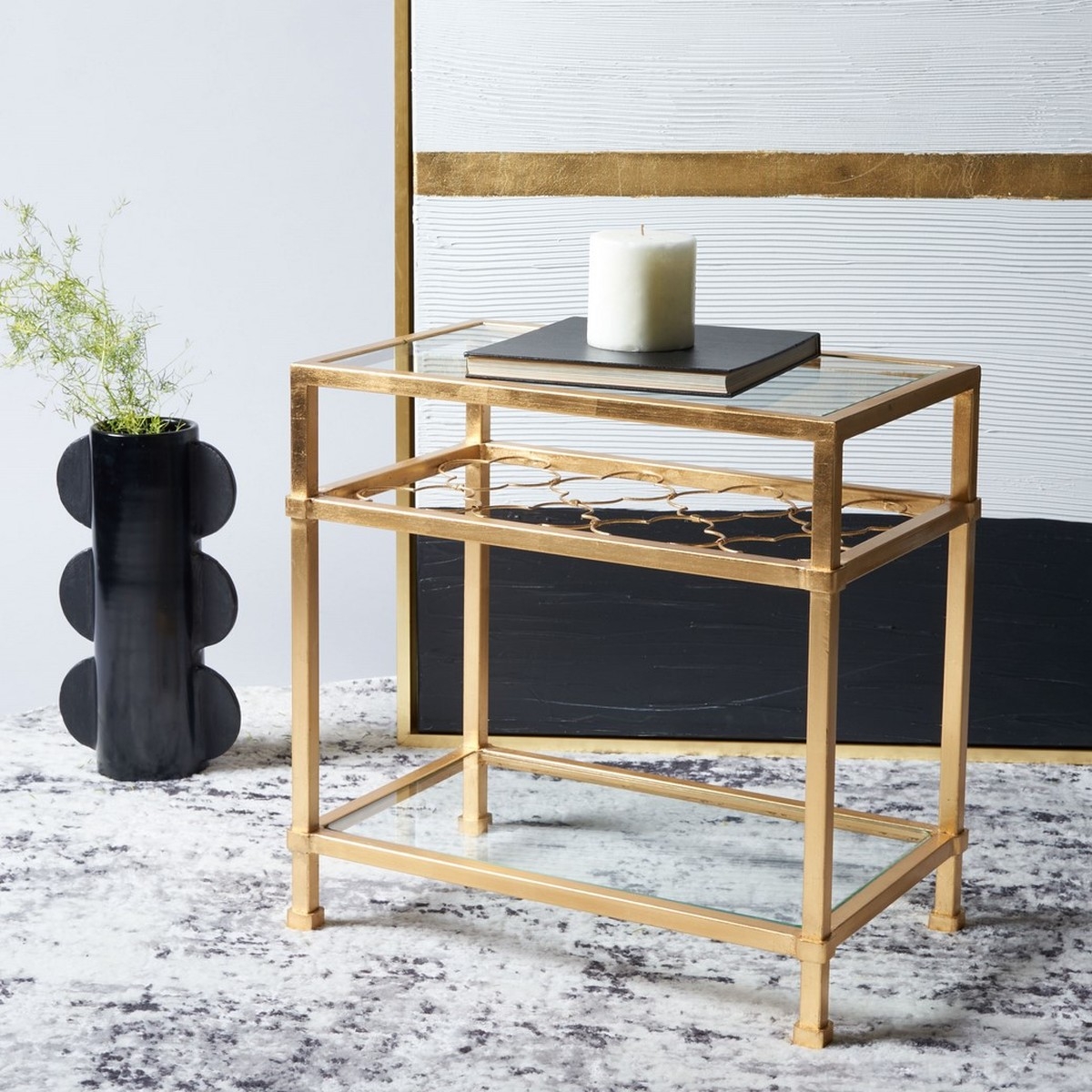 Hanzel Glass Side Table - Gold - Arlo Home - Image 2