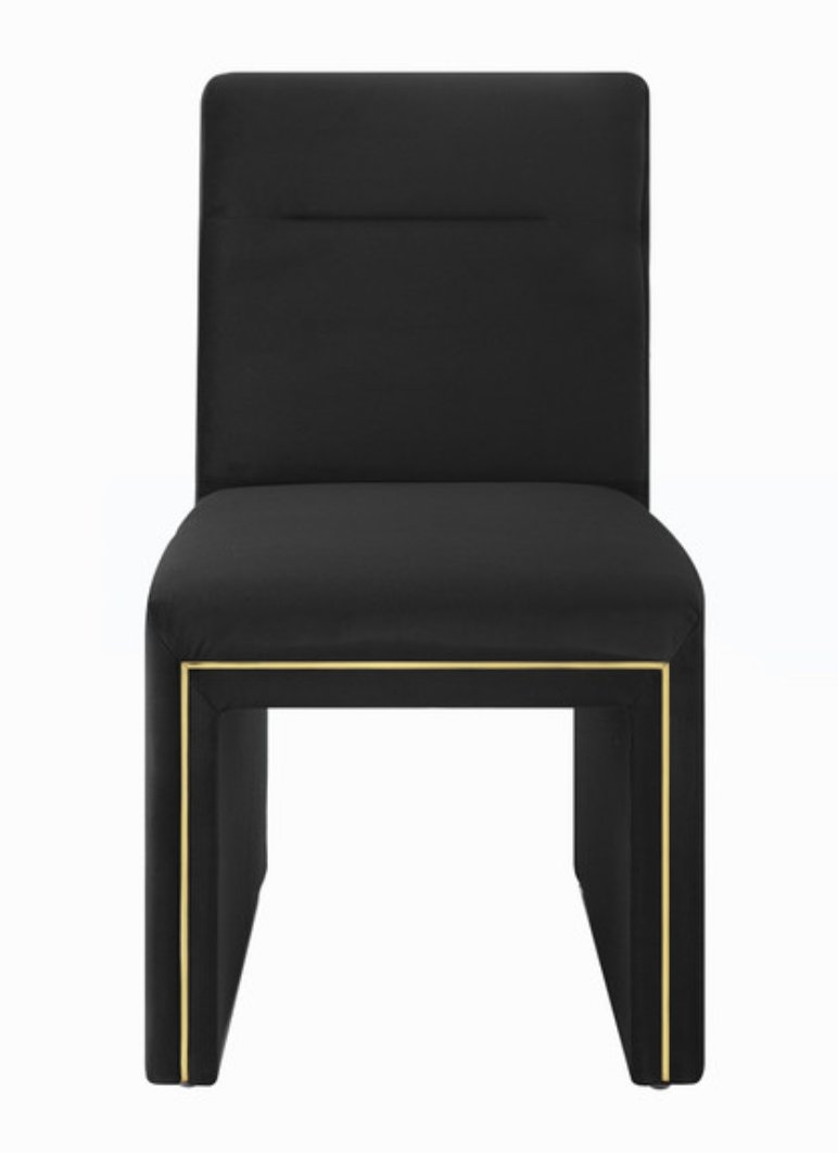 London Black Performance Velvet Dining Chair - Image 0