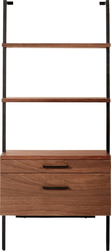 Helix 70" Walnut Bookcase with 2 Drawers - Image 5