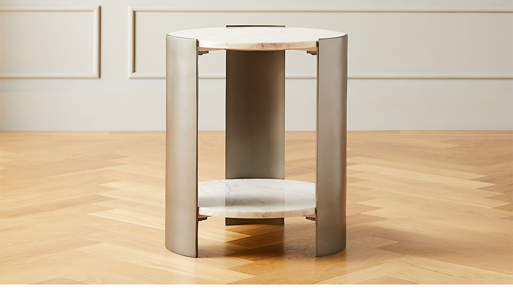 BERET MARBLE 2-TIER SIDE TABLE - Image 1