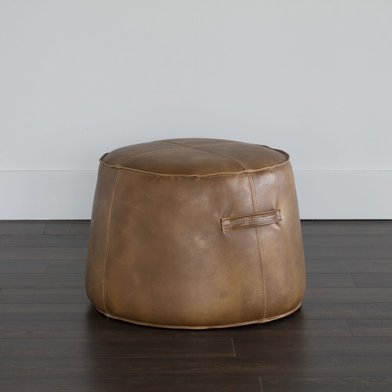 5West Mitchell Ottoman leather pouf, Tobacco - Image 1