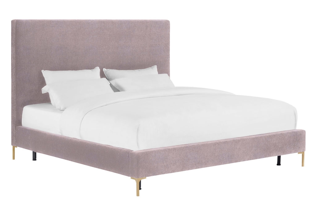Delilah Blush Textured Velvet Bed in Queen - Image 0