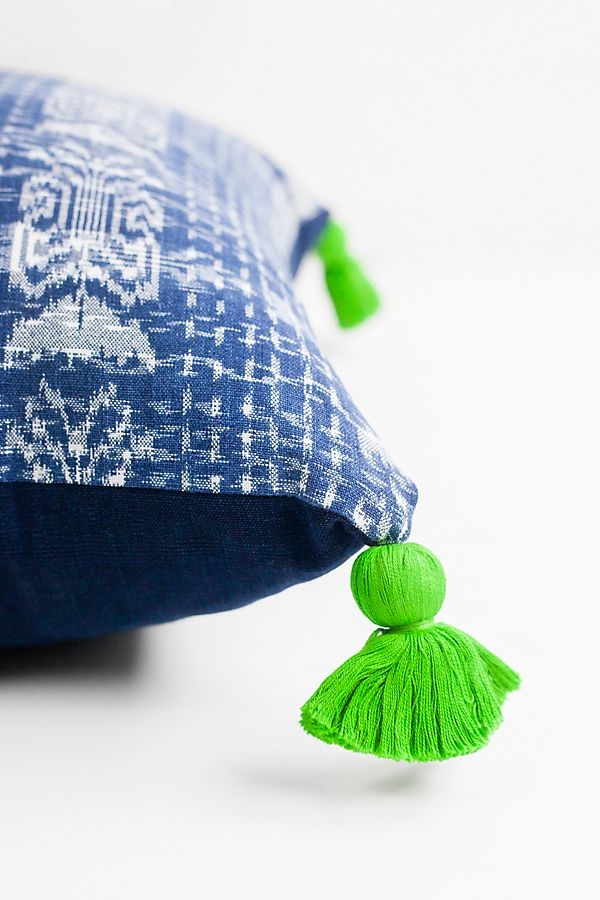The Global Trunk Toto Pillow - Green Tassels - Image 1