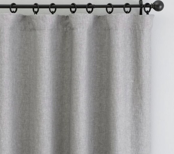 Custom Classic Belgian Linen Curtain, Chambray Gray, 78x98 - Image 0