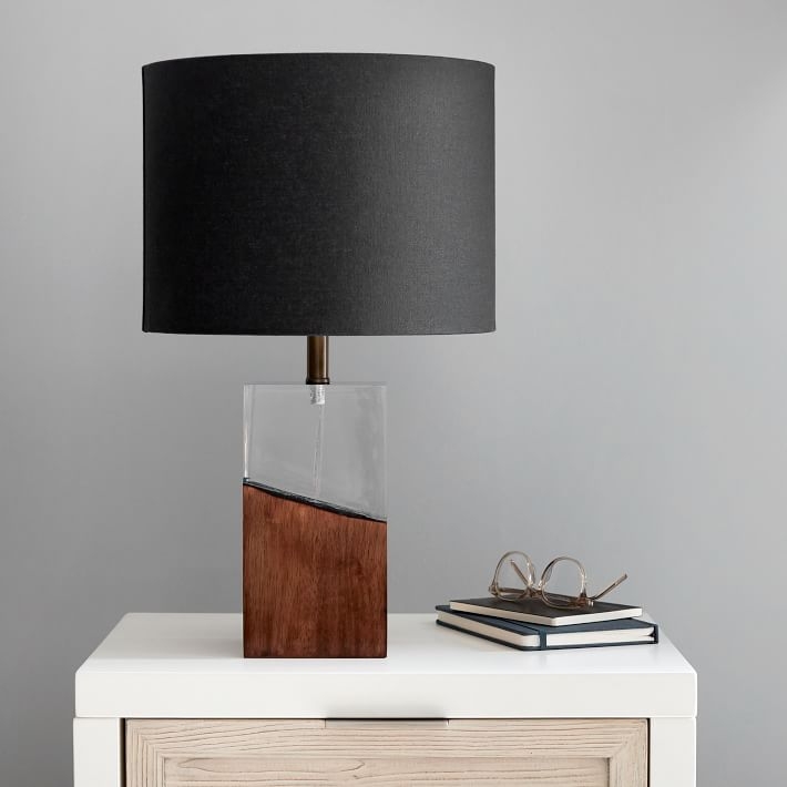 Charred Wood Table Lamp, Clear/Wood - Image 0