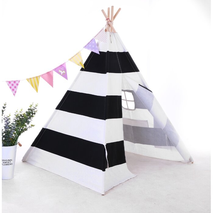 Triangular Play Tent with Carrying Bag - Black - Image 0