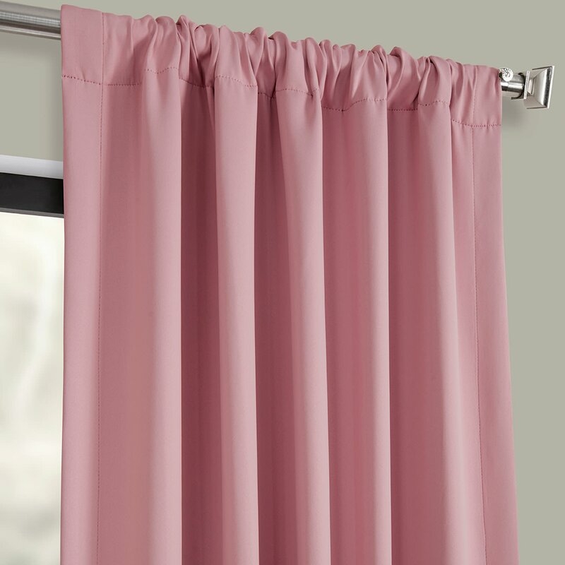 Destinie Solid Room Darkening Thermal Rod Pocket Curtain Panels - Set of 2 - Precious Pink - Image 1