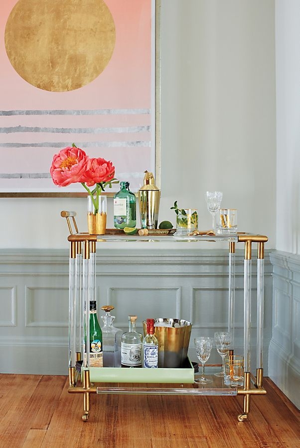Oscarine Lucite Bar Cart By Anthropologie in Gold - Image 2