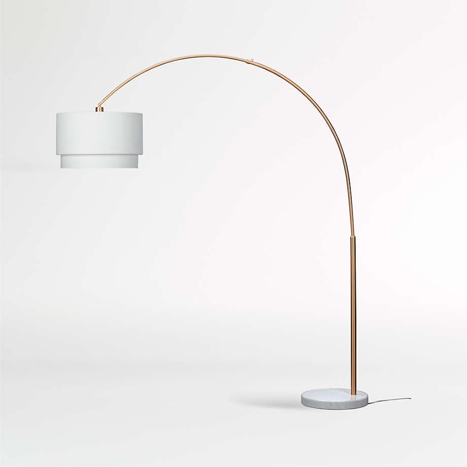 Meryl Arc Brass Floor Lamp with White Shade - Image 0