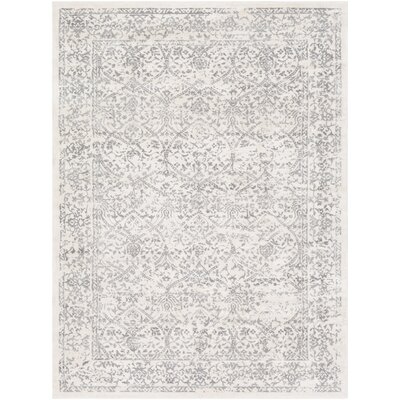 Mac Distressed Floral Silver/Ivory Area Rug 5'3" x 7'1" - Image 0