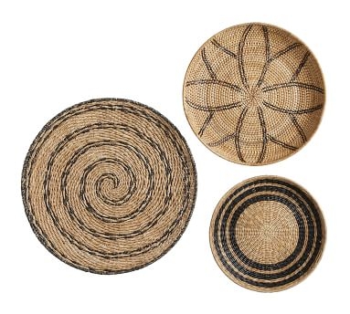 Handwoven Baskets Wall Art, Natural, Set of 3 - Image 3