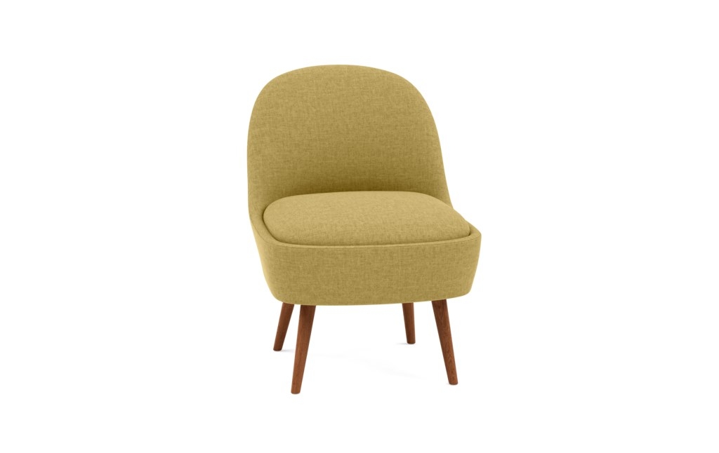 MADELINE Slipper Chair - Ochre Monochromatic Plush - Oiled Walnut Tall Wood Tapered - Image 1