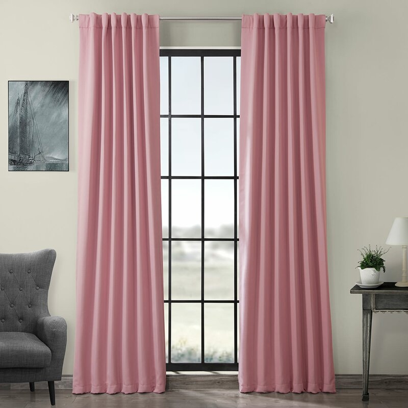 Destinie Solid Room Darkening Thermal Rod Pocket Curtain Panels - Set of 2 - Precious Pink - Image 0