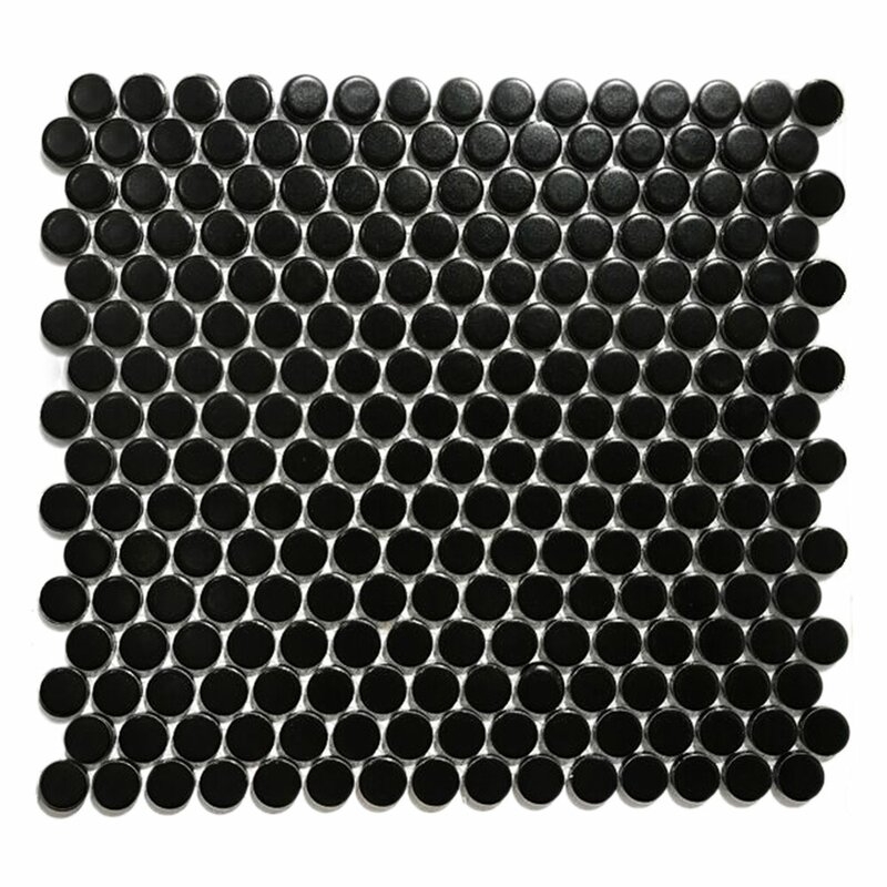 0.75" x 0.75" Ceramic Mosaic Tile - matte black - Image 0