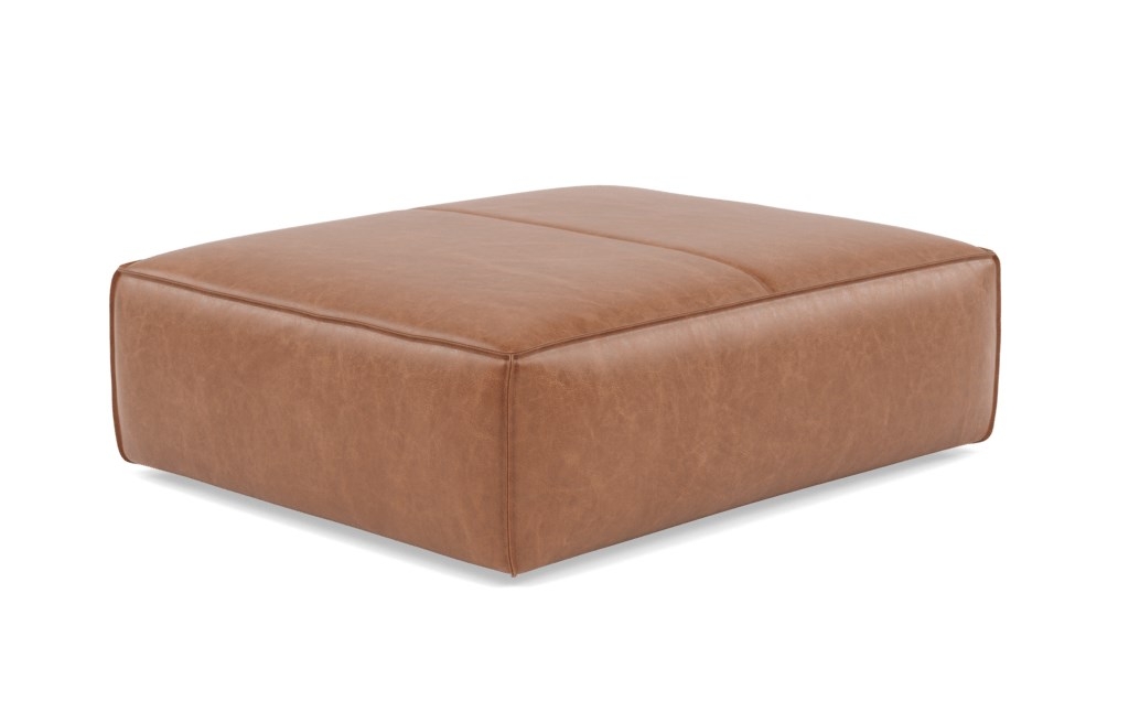 Crawford Leather Ottoman with Pecan - Image 0