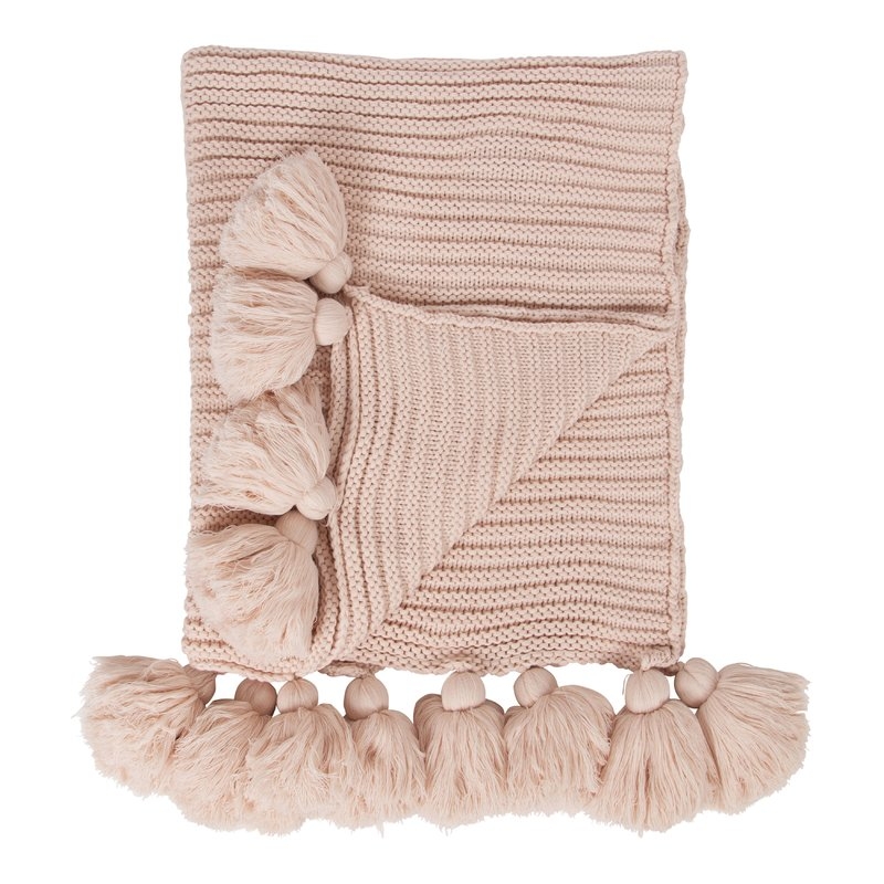 August Grove Dorcheer Chunky Ribbed Knit Throw Blanket in Dusty Pink - Image 1