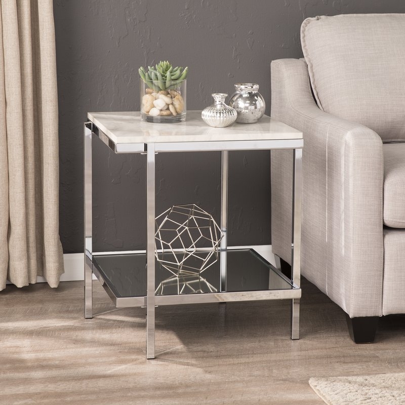 Skipton Faux Marble End Table - Image 1
