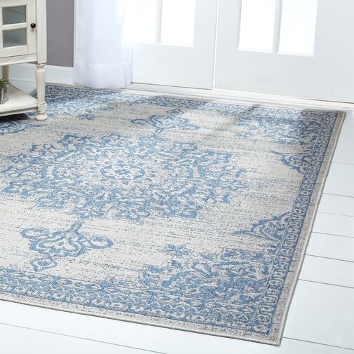 Medallion Gray/Blue Indoor/Outdoor Area Rug - Image 1