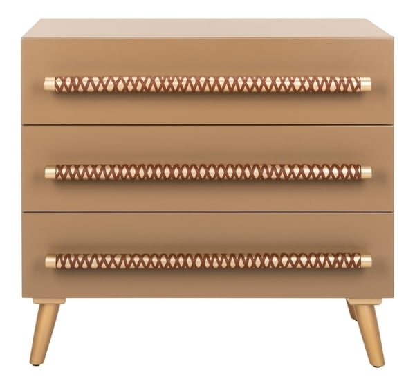Raquel 3 Drawer Chest - Taupe/Gold - Arlo Home - Image 0