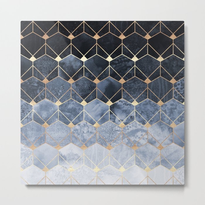 Blue Hexagons And Diamonds Metal Print - 24"x24" - Image 0