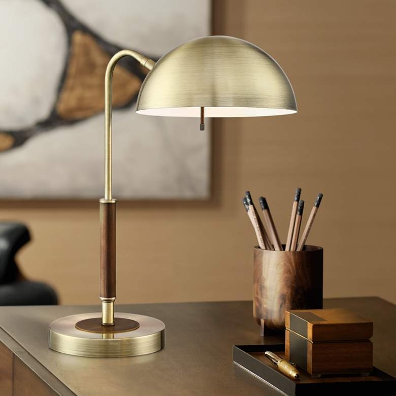 Lite Source Clouseau Antique Brass Metal Desk Lamp - Image 1