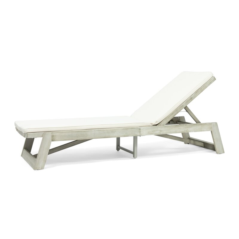 Gavyn Outdoor Reclining Chaise Lounge with Cushion - Image 0