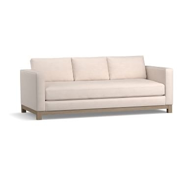 Jake Upholstered Grand Sofa 95" with Wood Legs, Polyester Wrapped Cushions, Performance Boucle Pebble - Image 6