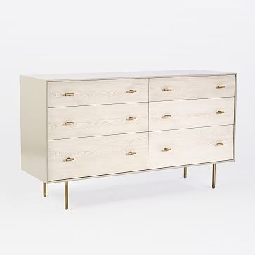 Modernist Wood + Lacquer 6-Drawer Dresser - Winter Wood - Image 1