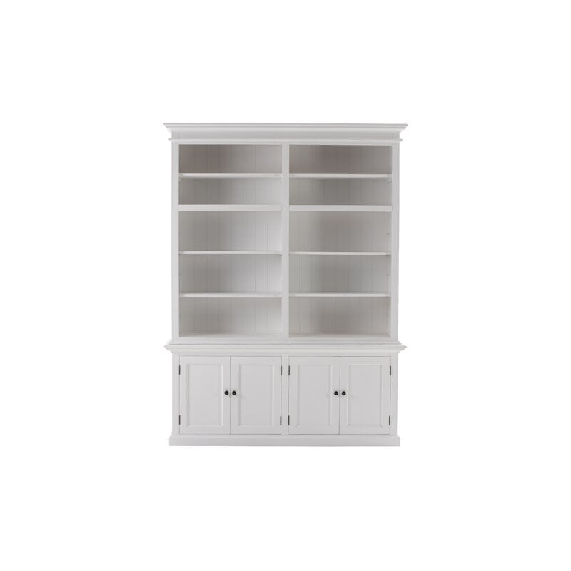 Jakel 86.61'' H x 65'' W Solid Wood Library Bookcase, White - Image 1