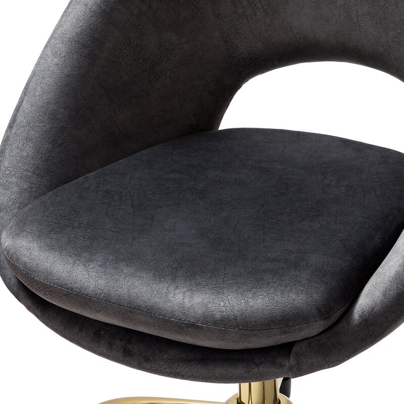 Lourdes Velvet Task Chair - Charcoal - Image 3
