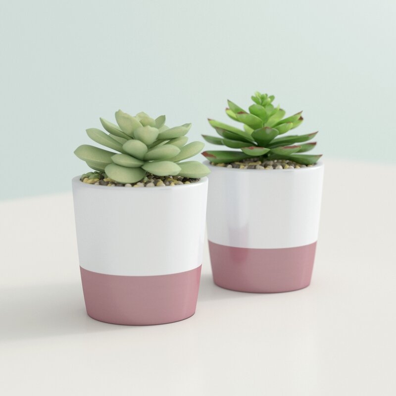 3" Artificial Evergreen Succulent in Pot - Image 0