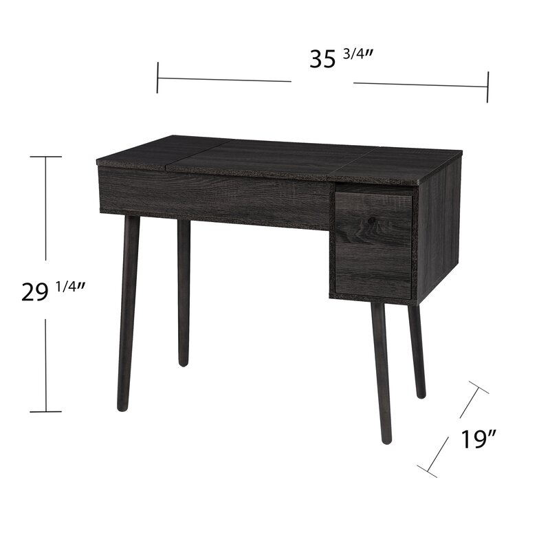 Millwood Pines Dichiera Storage Vanity W/ Mirror, Black - Image 3