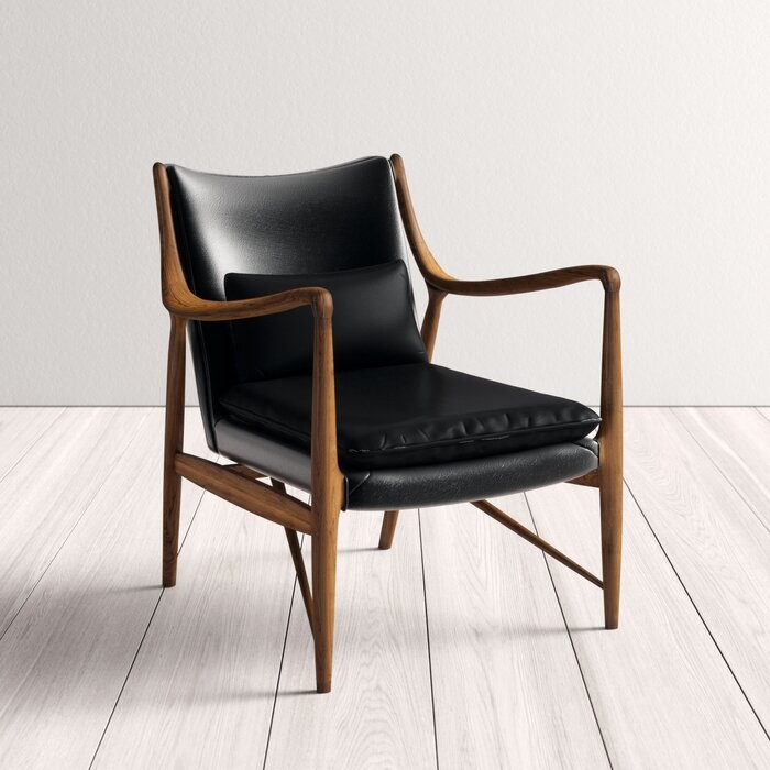 28" W Genuine Leather Armchair - Image 1