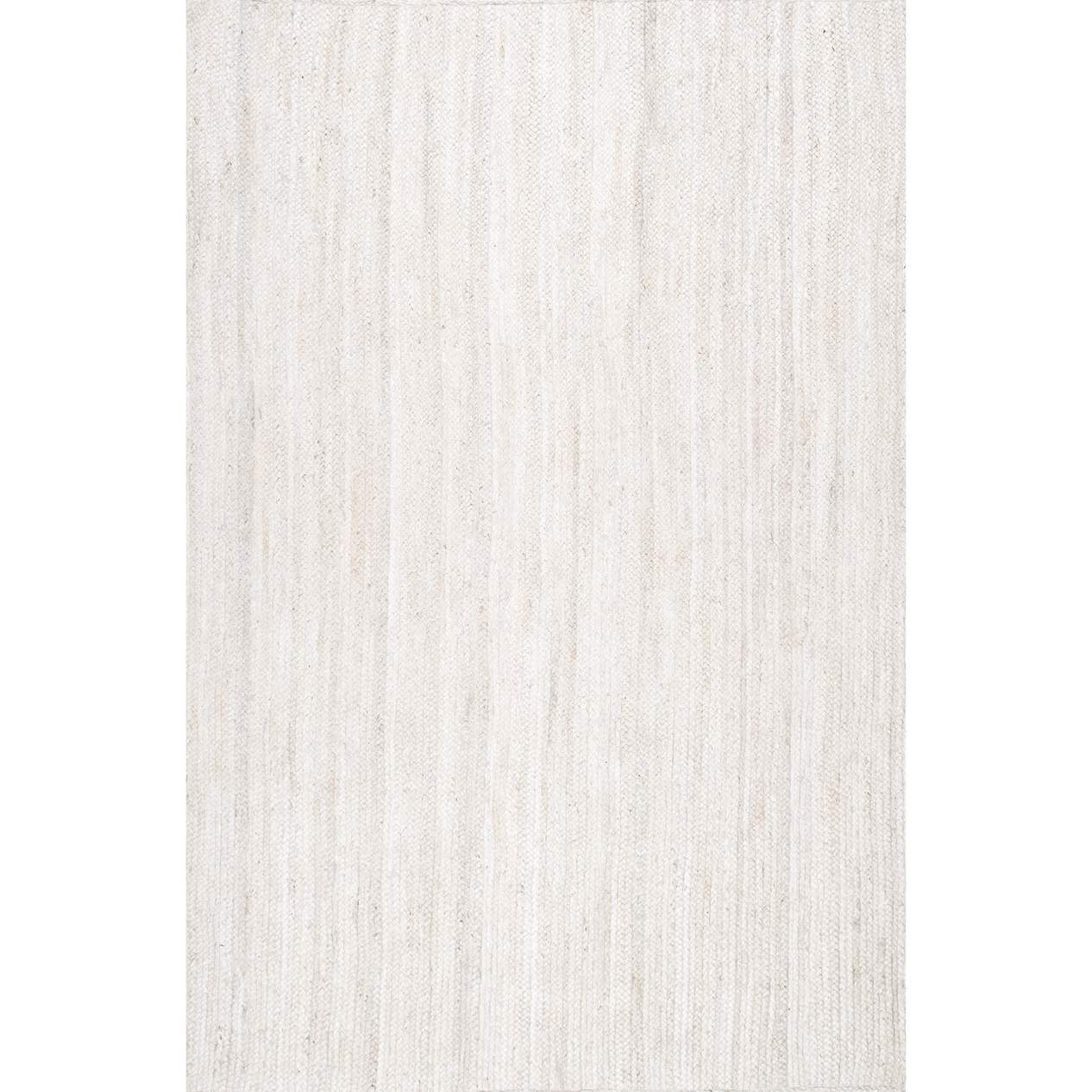 Hand Woven Rigo Jute rug Area Rug, White, 8x10 - Image 1