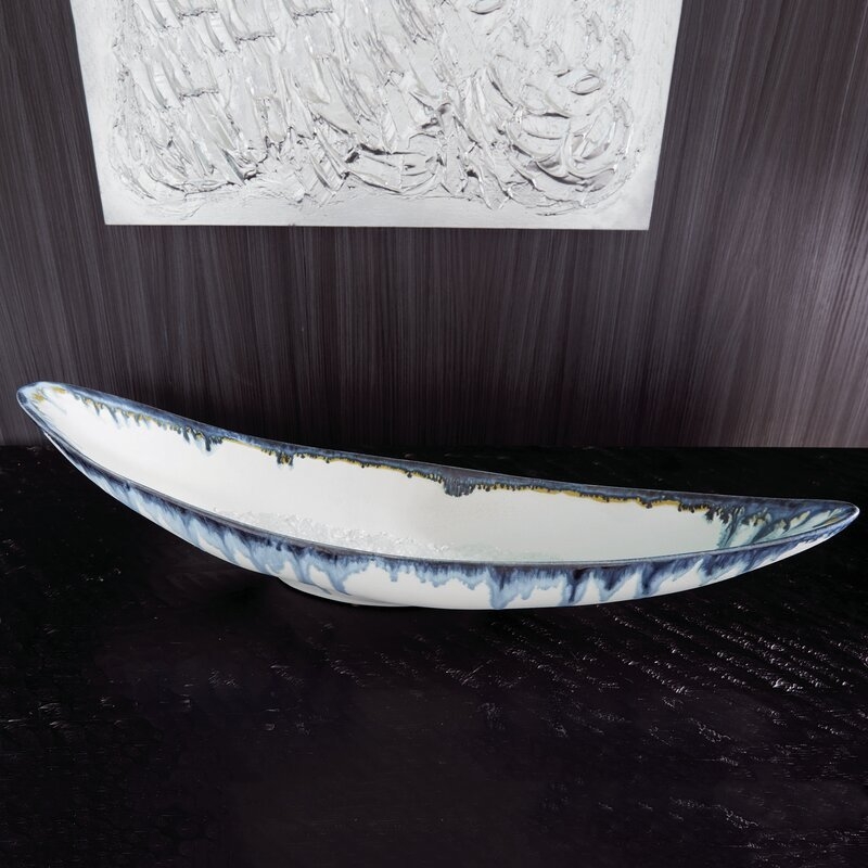 Drip Glass Canoe Decorative Bowl - Image 1