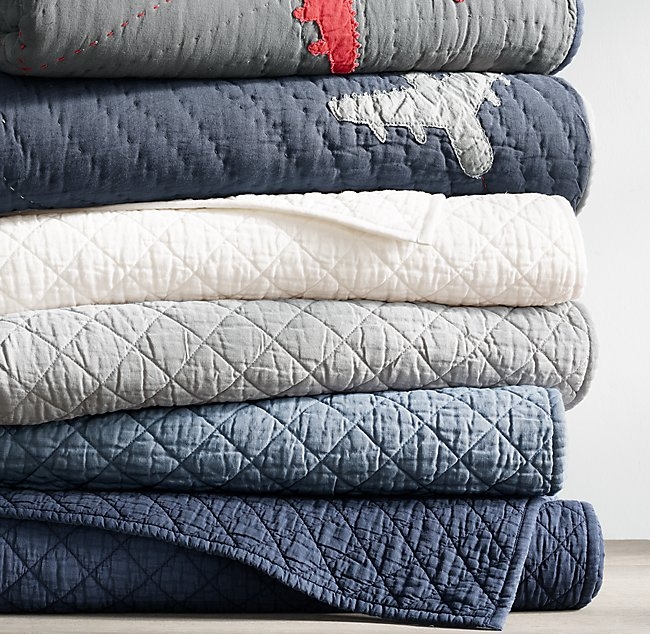 WASHED LINEN-COTTON DIAMOND TODDLER QUILT - Image 3