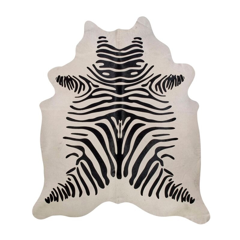 Zebra Cowhide Black/White Area Rug - Image 0