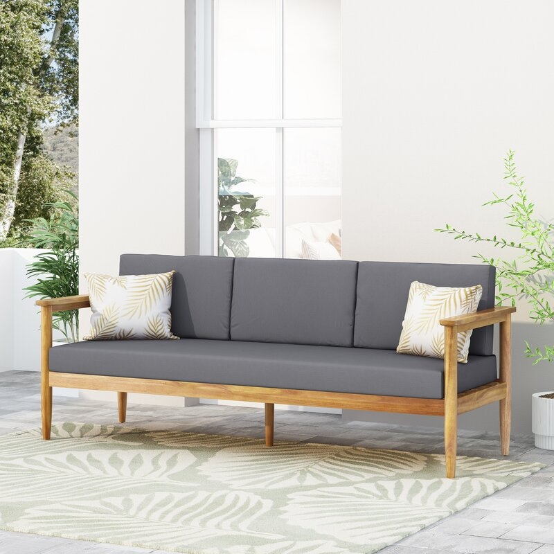 Weatogue 76.25'' Acacia Outdoor Patio Sofa - Image 2