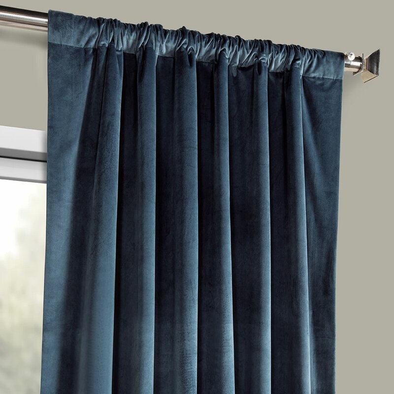 Bagwell Velvet Solid Color Room Darkening Thermal Rod Pocket Single Curtain Panel - Image 7