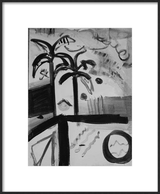 Poolside Palms- 16 x 20 -Matte Black Metal, frame, with matte - Image 0