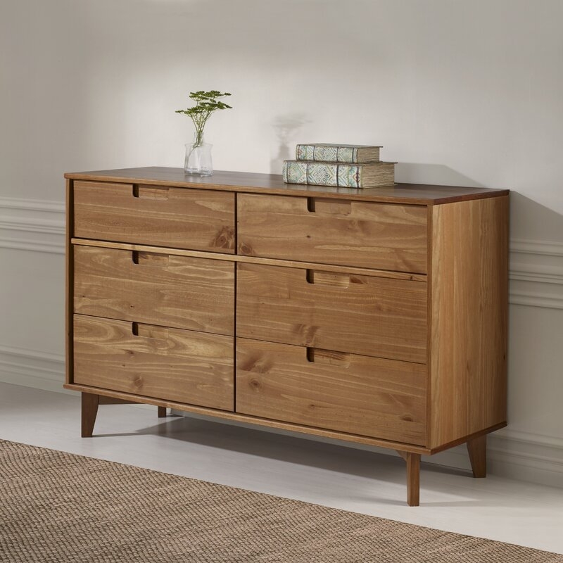 Caramel Cecille Groove 6 Drawer Double Dresser - Image 3