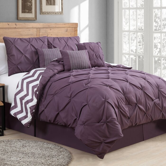 Germain Chevron Navy" Design Of Navy And Off-White Microfiber Reversible Comforter Set - Image 1