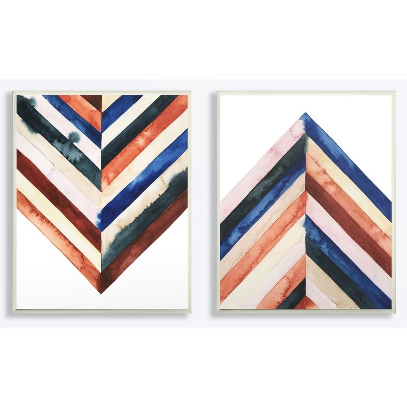 'Abstract Layered Shapes' 2 Piece Watercolor Painting Print Set - Image 0