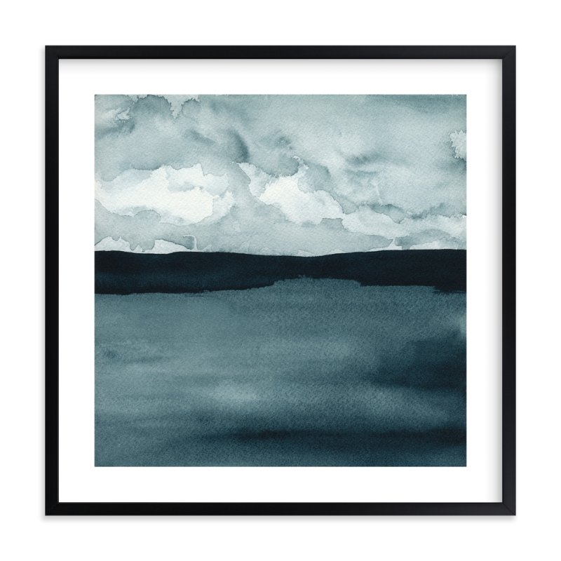 A Hushed Evening, 24" x 24" in Rich Black Wood Frame with White Border - Image 0