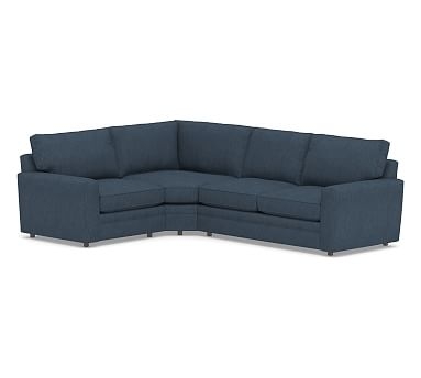 Pearce Square Arm Upholstered Right Arm 3-Piece Wedge Sectional, Down Blend Wrapped Cushions, Performance Heathered Tweed Indigo - Image 0