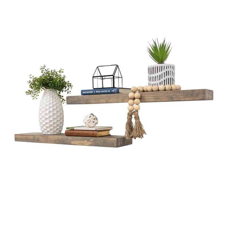 Evonne 2 Piece Pine Solid Wood Floating Shelf (Set of 2) - Image 1