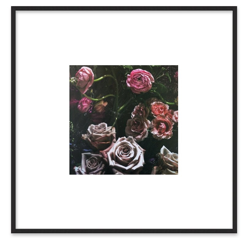 Floral 5 - 8x8, frosted black metal frame with mat - Image 0