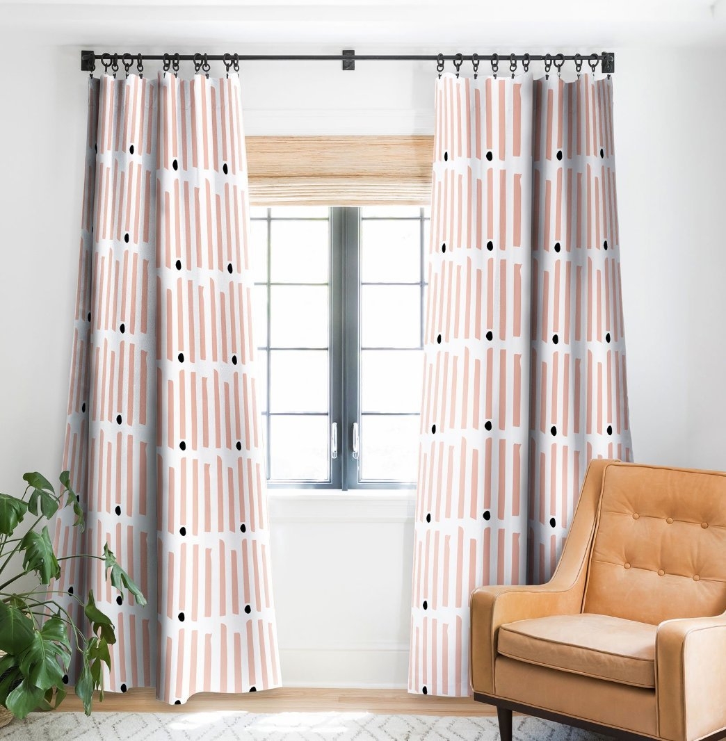 CHATHAM STRIPES Blackout Curtain, Pair, Pink - Image 0